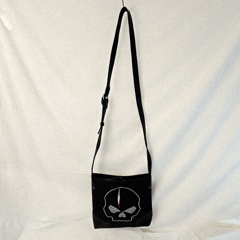 Harley Davidson Skull Bling Adjust Leather Strap Crossbody NWT - Picture 8 of 12